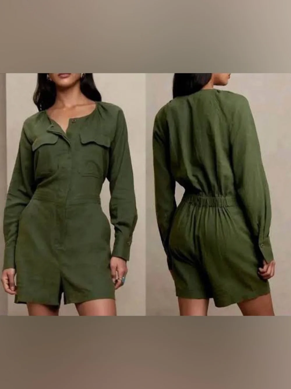 EUC – Banana Republic Linen Blend Utility Romper – Size Medium